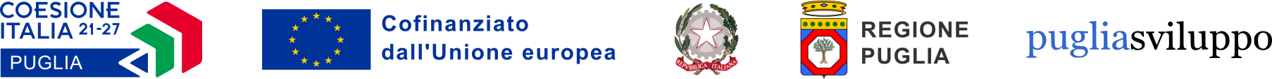Loghi Unione Europea, Repubblica Italiana, Regione Puglia - PR FESR FSE+ 2021-2027